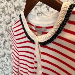 Banana republic, striped cardigan, sweater, size M, red cream stripes